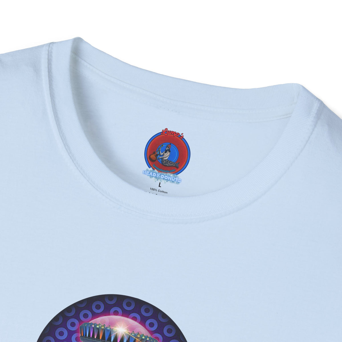 Classic Donut Tee - Unisex Soft-Style - "Donuts now Served on the Mothership" - series 1.0  - variant 5  - purple/violet paradoxical donut
