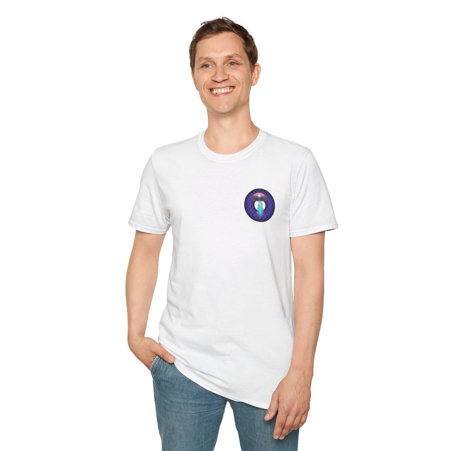 Classic Donut Tee - Unisex Soft-Style - "Donuts now Served on the Mothership" - series 1.0  - variant 5  - purple/violet paradoxical donut