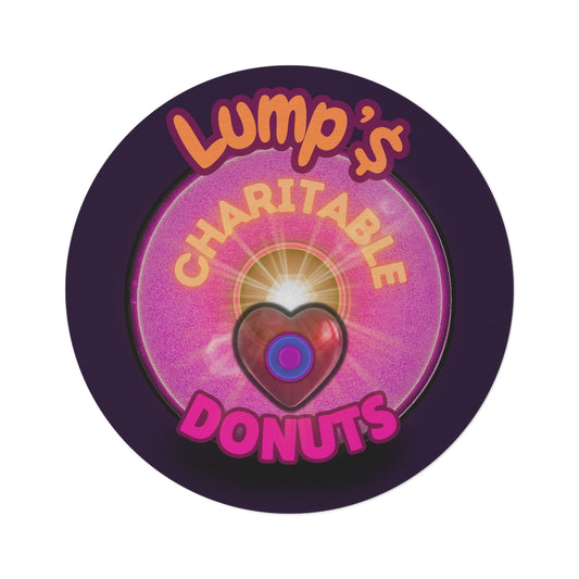 Round Room - 5 ft x 5 ft Lumpy Donut Rug - "Lump's Official Charitable Donut Rug" - vivid magenta donut w/midnight purple background - [*Charitable Donut]