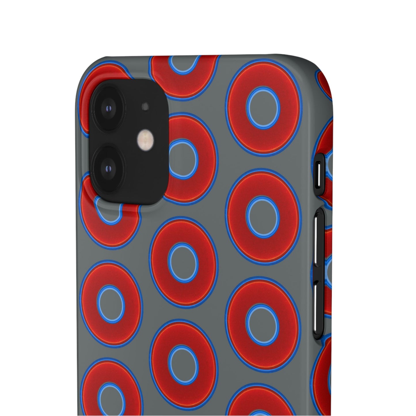 Lumpy Donut Snap Case - red vivid donut print w/dark gray background