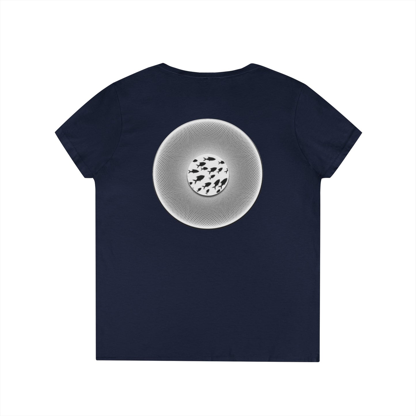 Women's Donut V-Neck Tee - "If I'm Swimming By" - variant 1 - white/black phatty donut w/
