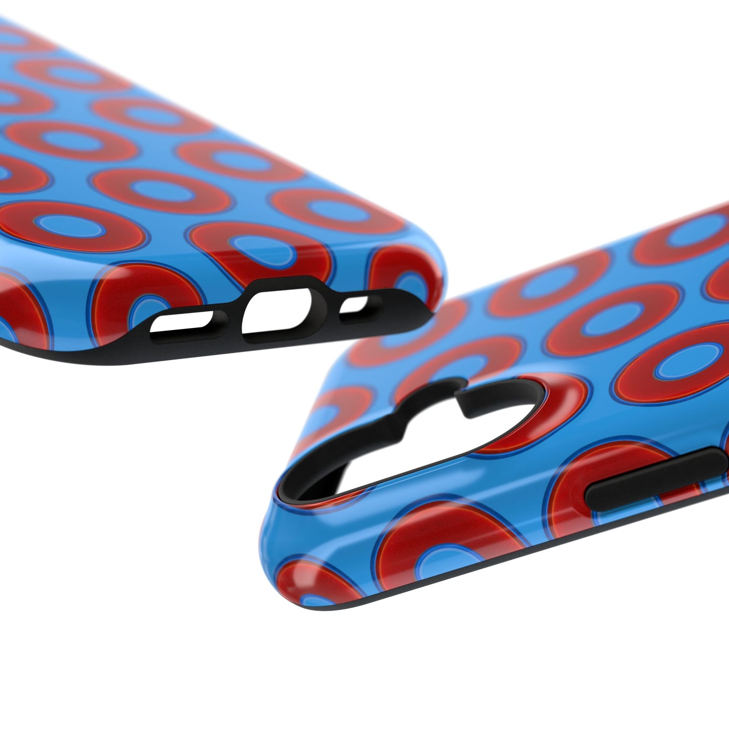 Impact-Resistant Lumpy Donut Case - red vivid donut print w/sky royal blue background