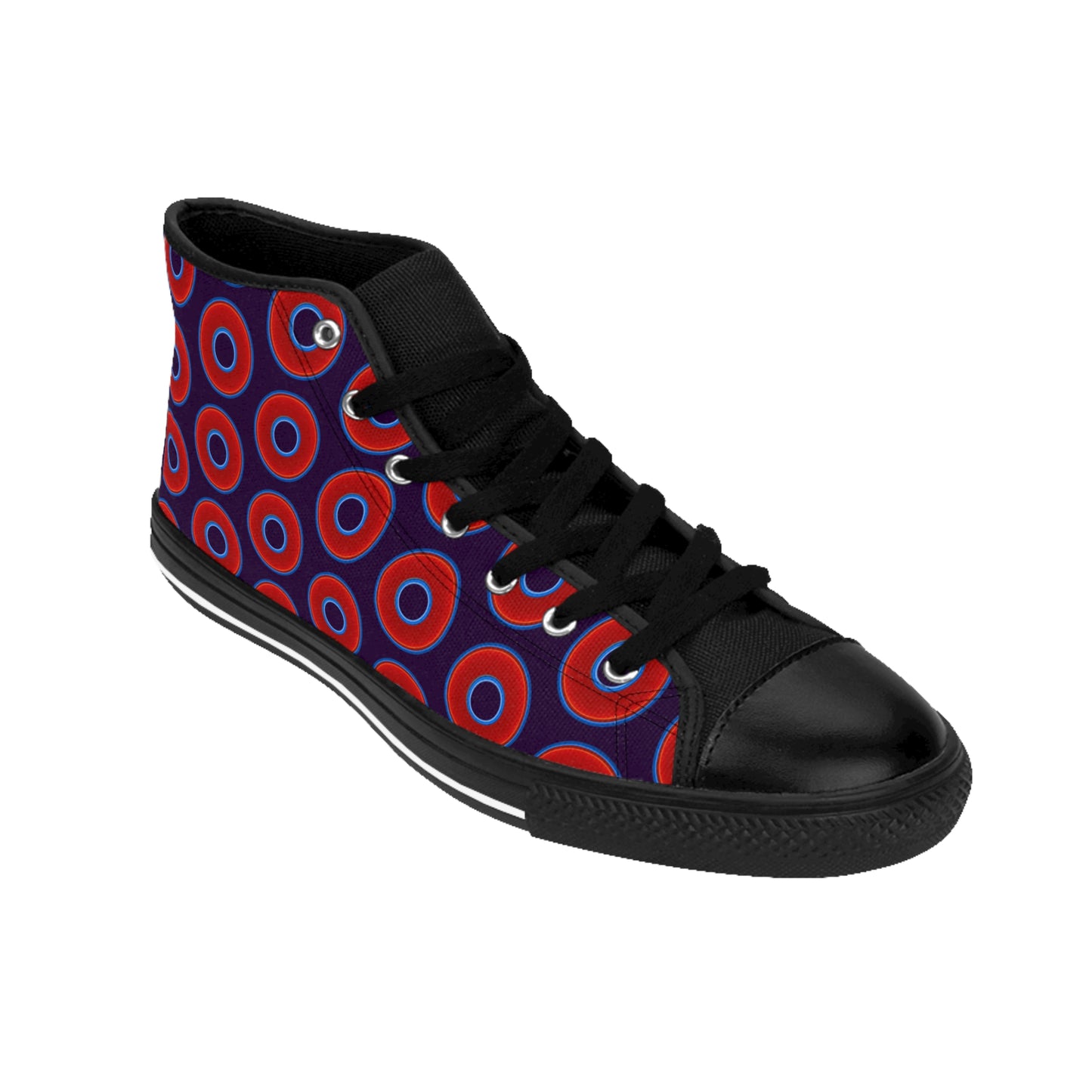 Men's Cushiony Convectors - High Tops - red vivid donuts w/dark purple background