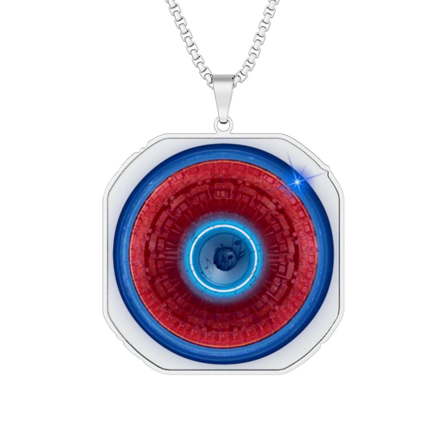 Lump's Heady Donut Necklace - 1" x 1" Stainless Steel Pendant - "Homer's Perfect Donut" - vivid red tube donut - variant 2