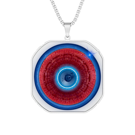 Lump's Heady Donut Necklace - 1" x 1" Stainless Steel Pendant - "Homer's Perfect Donut" - vivid red tube donut - variant 2