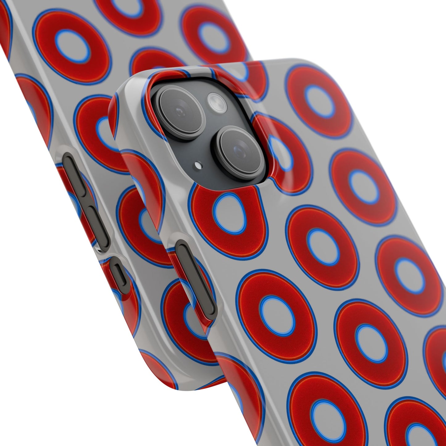 Lumpy Donut Snap Case - red vivid donut print w/light gray background