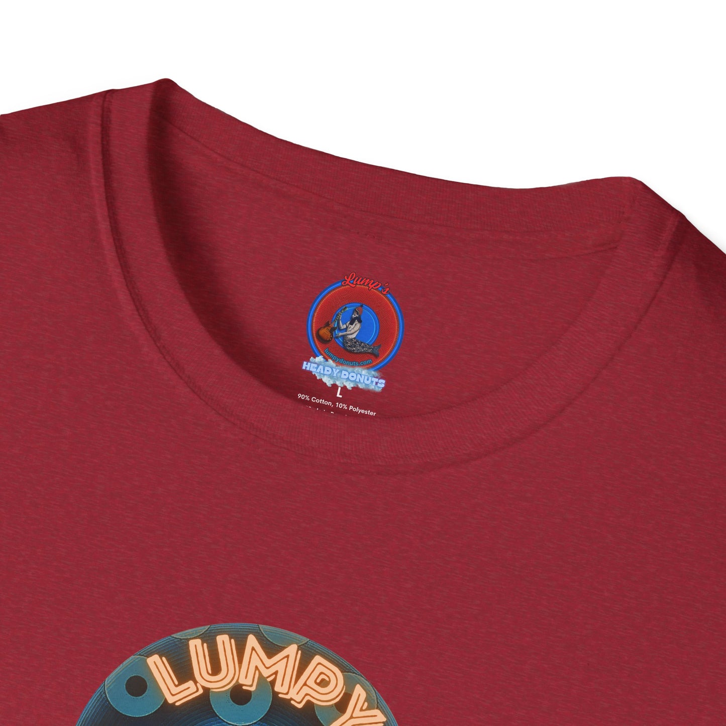 Coffee Traders Tee - Unisex Soft-Style - "Tasty Coffee" - paradoxical donut/cubed blue donut - variant 2 - logo front/It's Ice Cube's back