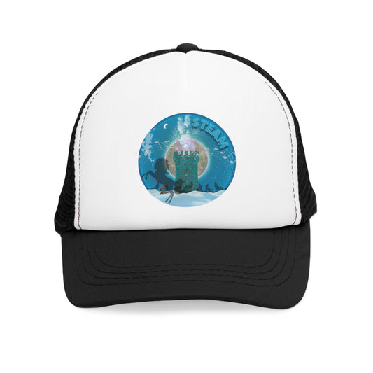 Lumpy Trucker Hat - "The Donut Concealed Within the Theme" - blue donut