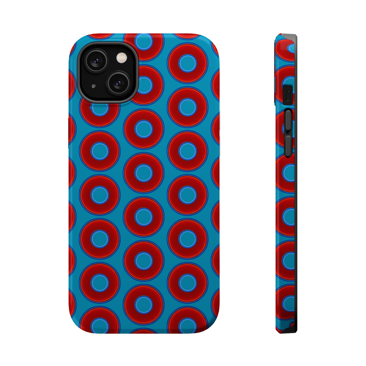 Magnetic Tough Donut Case - red vivid donut print w/aquamarine blue background