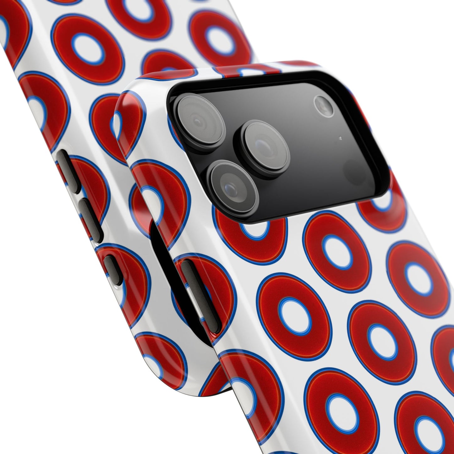 Impact-Resistant Lumpy Donut Case - red vivid donut print w/white background