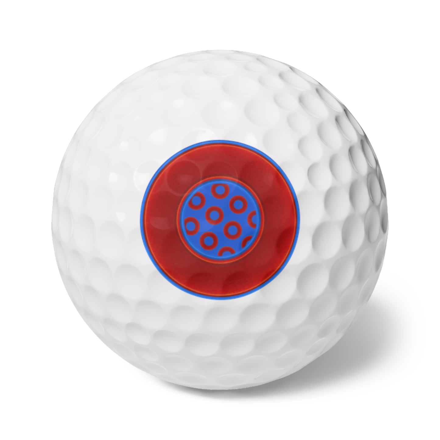 Lumpy Donut Golf Balls - 6-pack - "Plain/Abstract Donut" - red/blue vivid donut w/royal blue donut pattern background - variant 1
