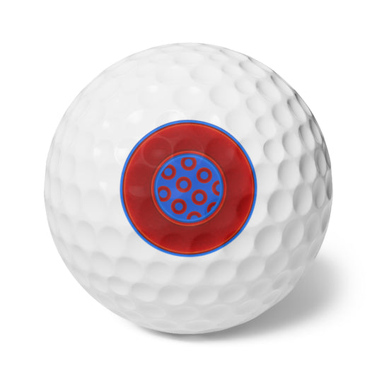 Lumpy Donut Golf Balls - 6-pack - "Plain/Abstract Donut" - red/blue vivid donut w/royal blue donut pattern background - variant 1