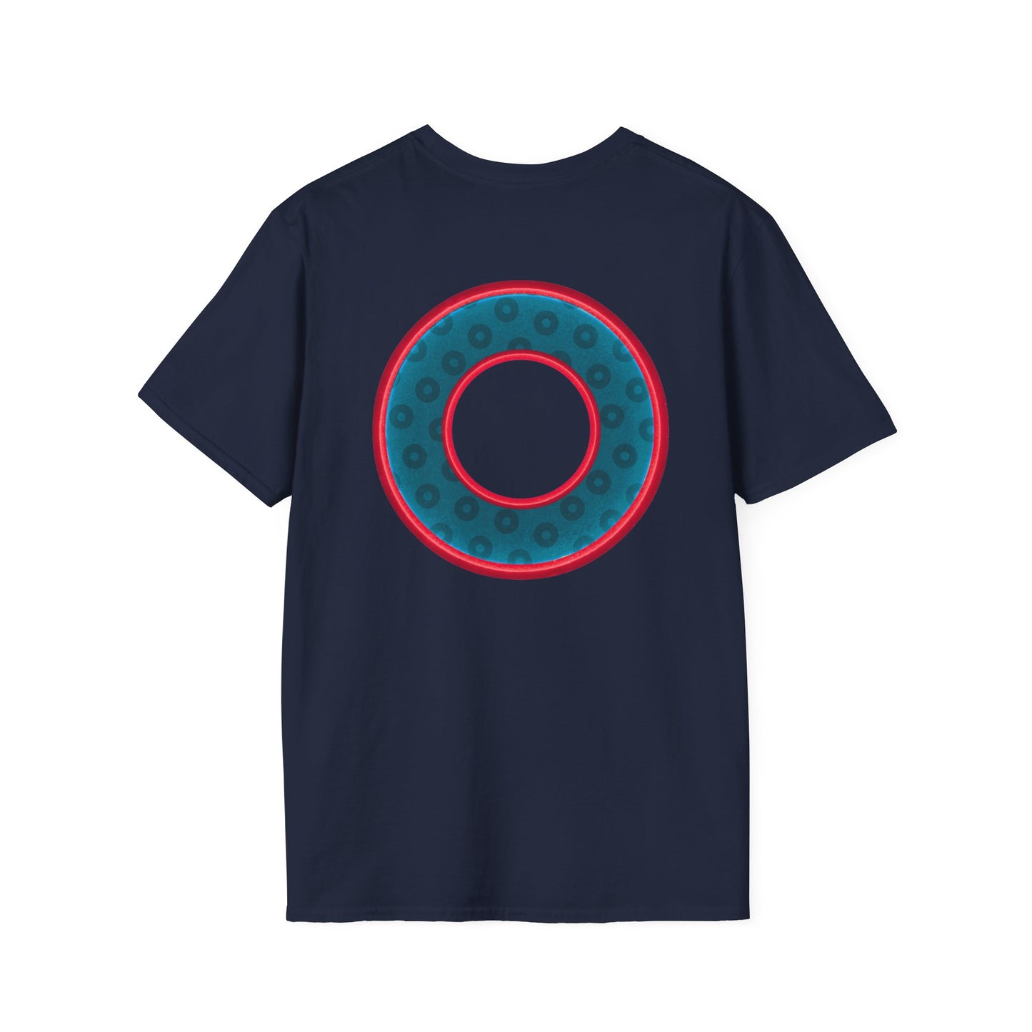 Plain Donuts/Unisex Soft-Style - "Plain Wide Mouthed Paradoxical Donuts" - dark aquamarine blue/red donuts