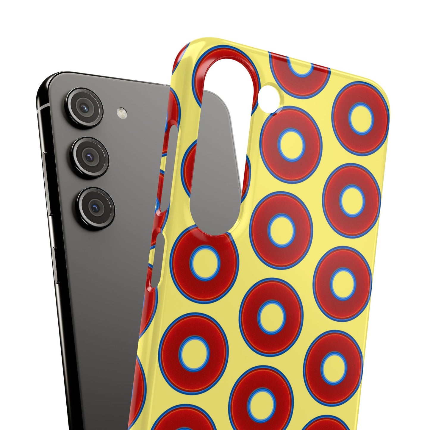 Lumpy Donut Snap Case - red vivid donut print w/yellow background