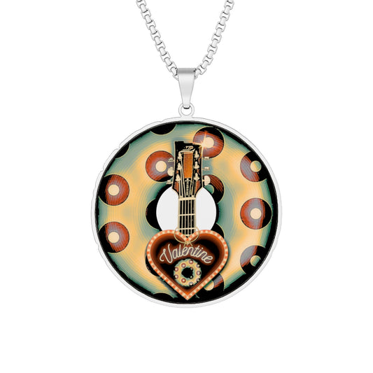 Lump's Heady Donut Necklace - 1" x 1" Stainless Steel Pendant - "Would You be my Donut?" - distorted blue/red blimpy paradox donut - variant 4