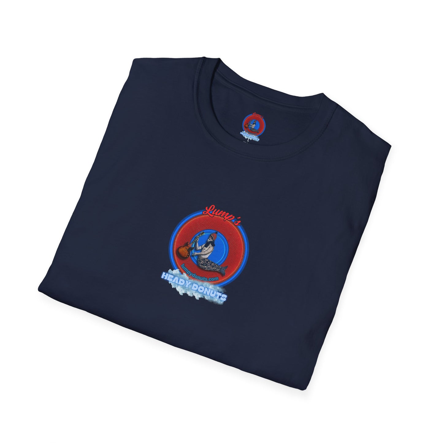 Classic Donut Tee - Unisex Soft-Style - "Lump's Heady Donuts Logo" - series 1.0  - red/blue rustic donut