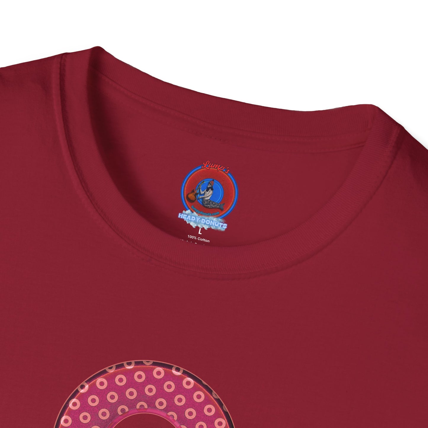 Plain Donuts/Unisex Soft-Style - "Plain Electric Paradoxical Donuts" - dark magenta/coral donuts