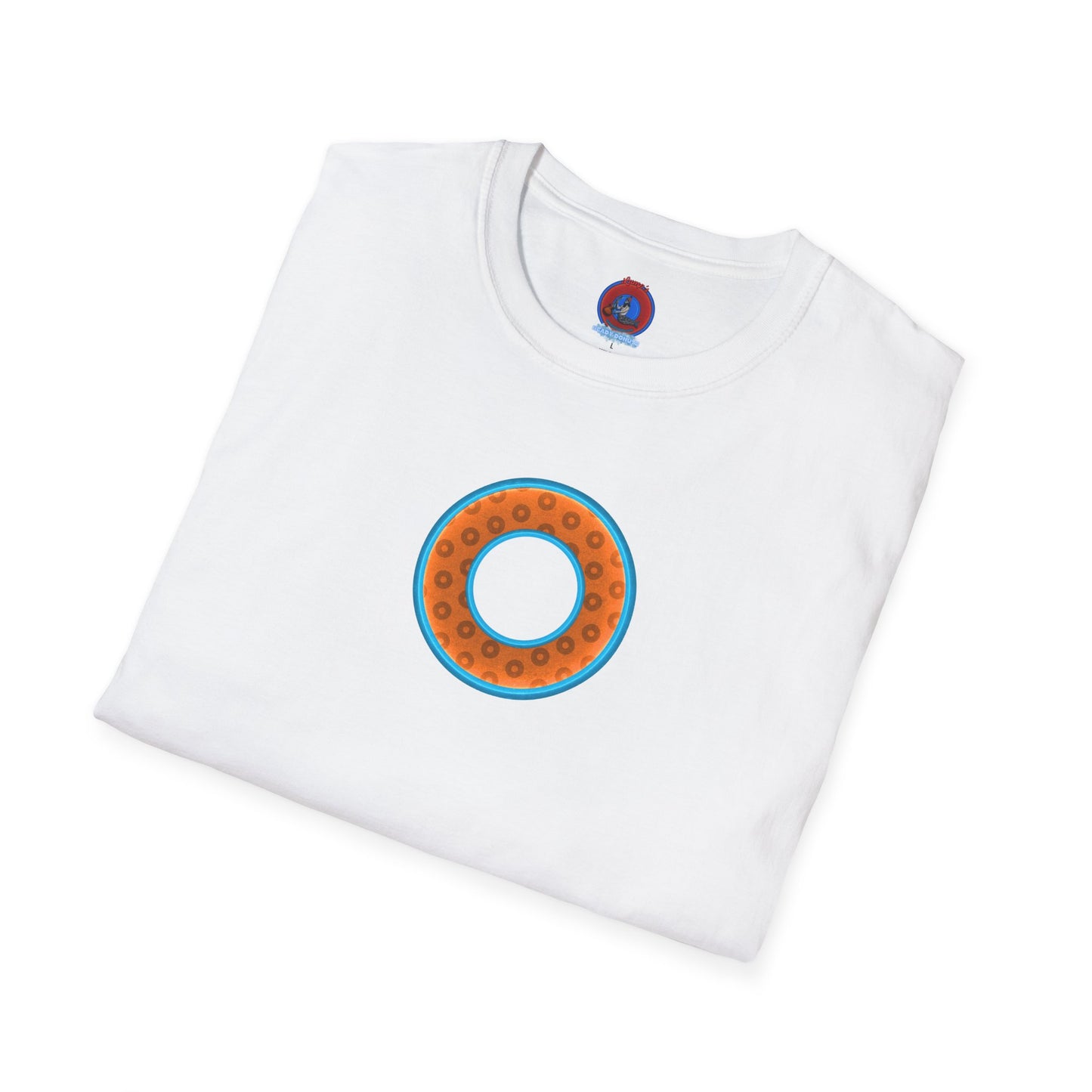 Plain Donuts/Unisex Soft-Style - "Plain Wide Mouthed Paradoxical Donuts" - orange/aquamarine blue donuts