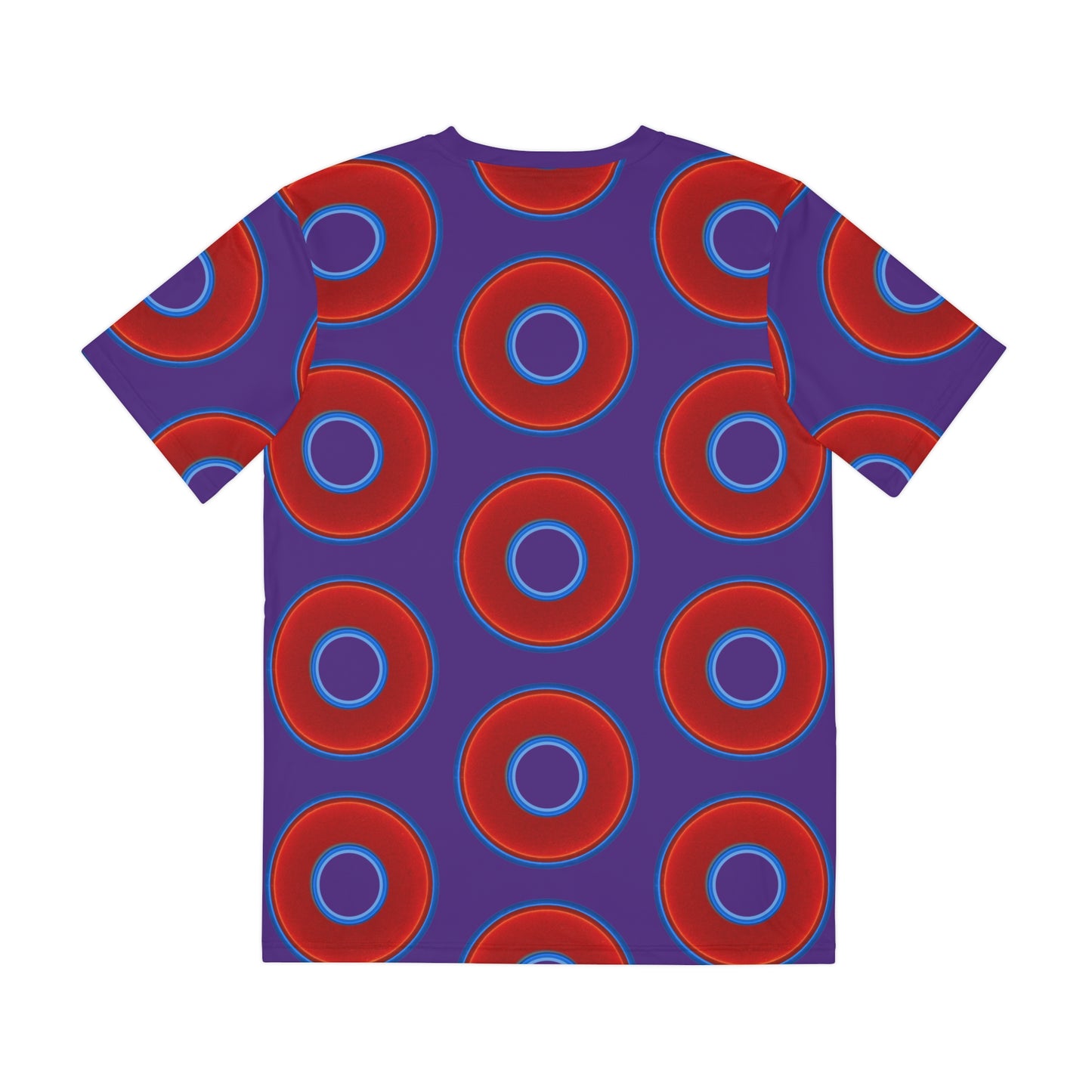 Multi-Beastie Giant Donut AOP Polyester Tee - red vivid donut print w/purple background