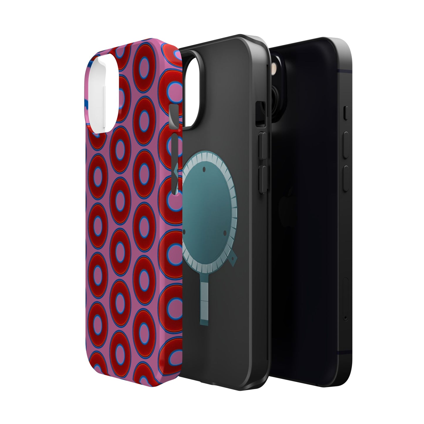 Magnetic Tough Donut Case - red vivid donut print w/pink background