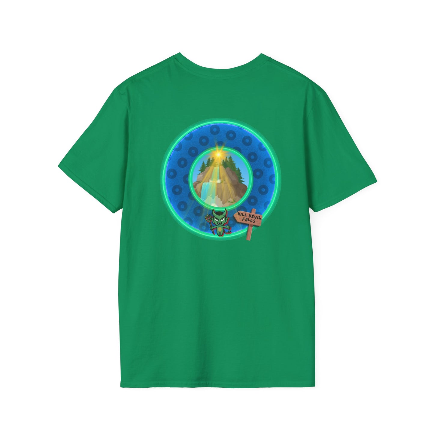 Classic Donut Tee - Unisex Soft-Style - "Devil's Drowning Donuts" - blue/green paradox donut