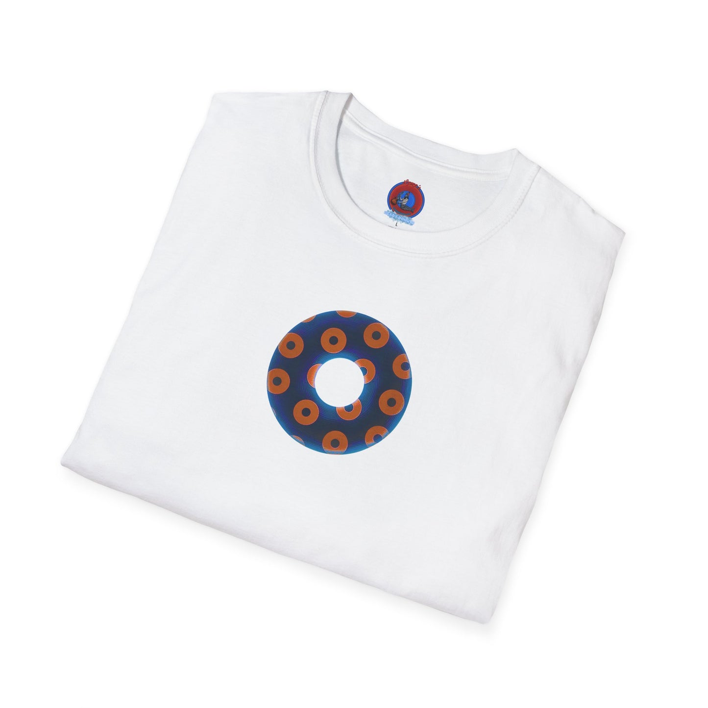 Plain Donuts/Unisex Soft-Style - "Plain Blimpy Paradoxical Donuts" - dark royal blue/orange donuts