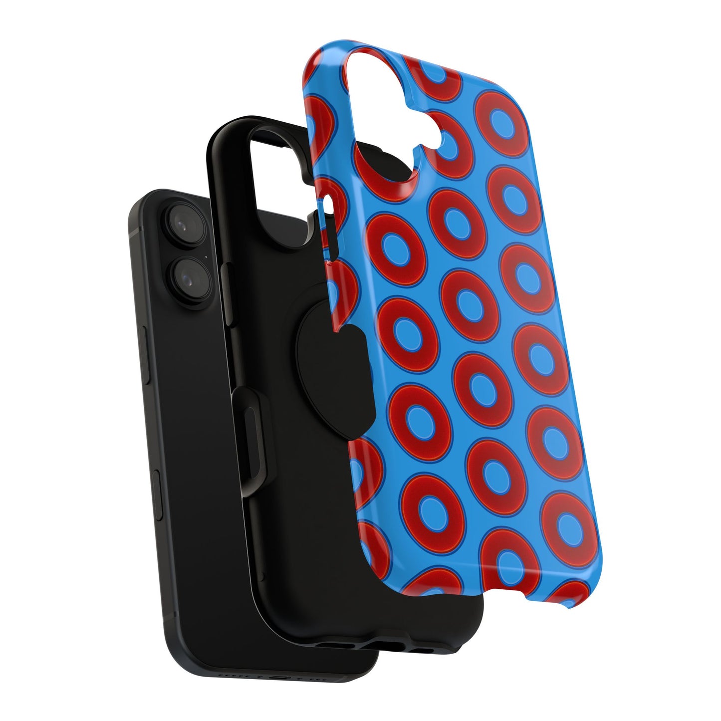 Impact-Resistant Lumpy Donut Case - red vivid donut print w/sky royal blue background