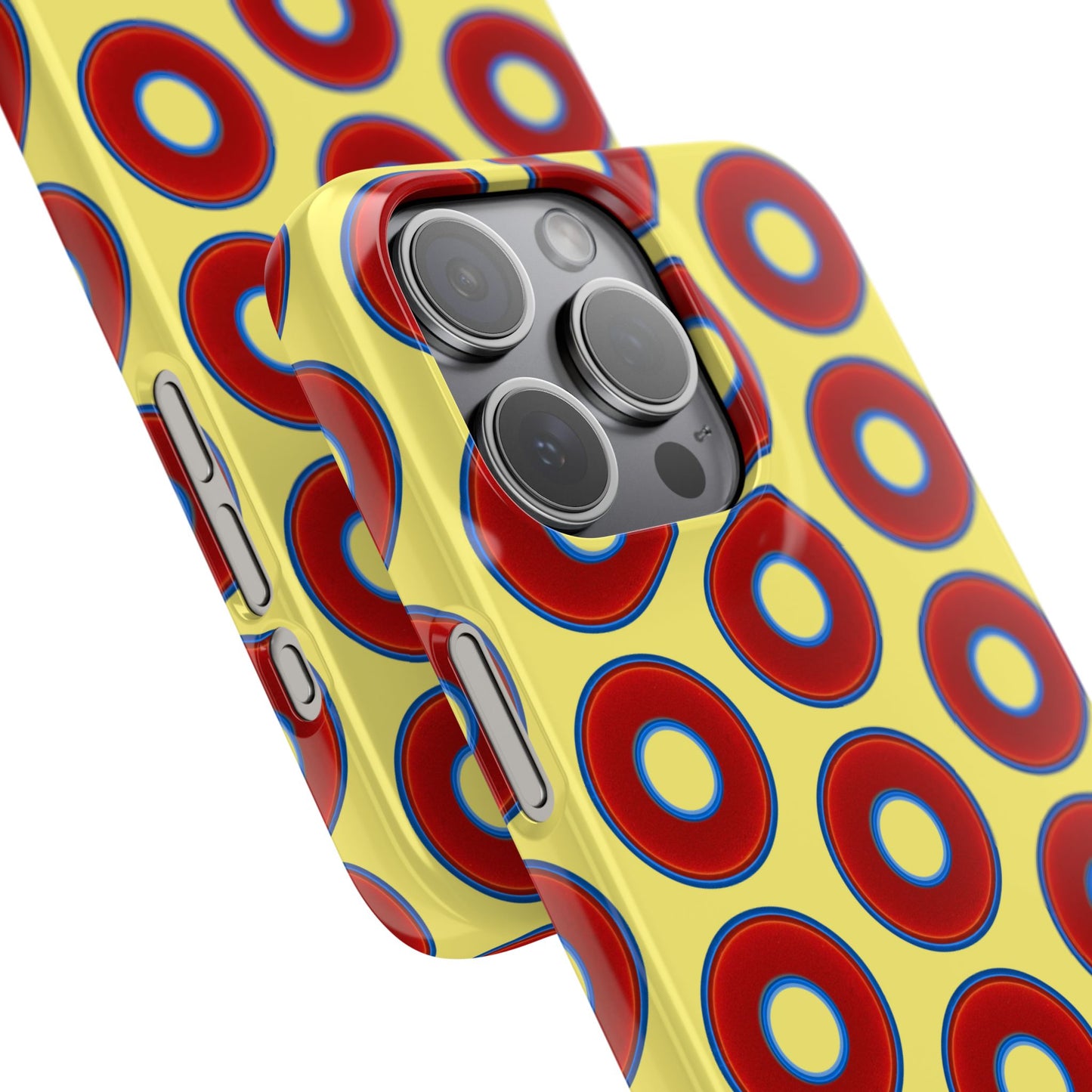 Lumpy Donut Snap Case - red vivid donut print w/yellow background