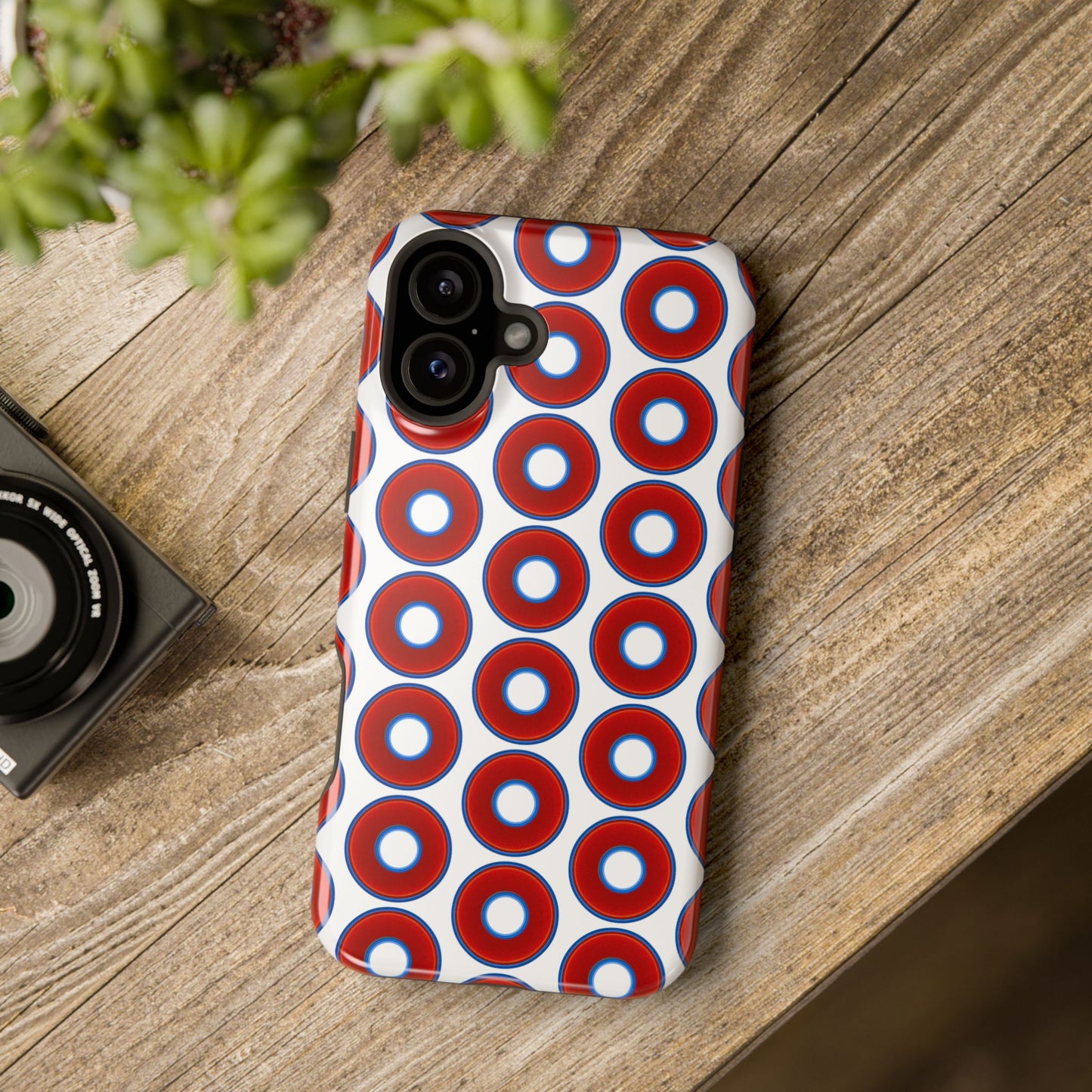 Magnetic Tough Donut Case - red vivid donut print w/white background