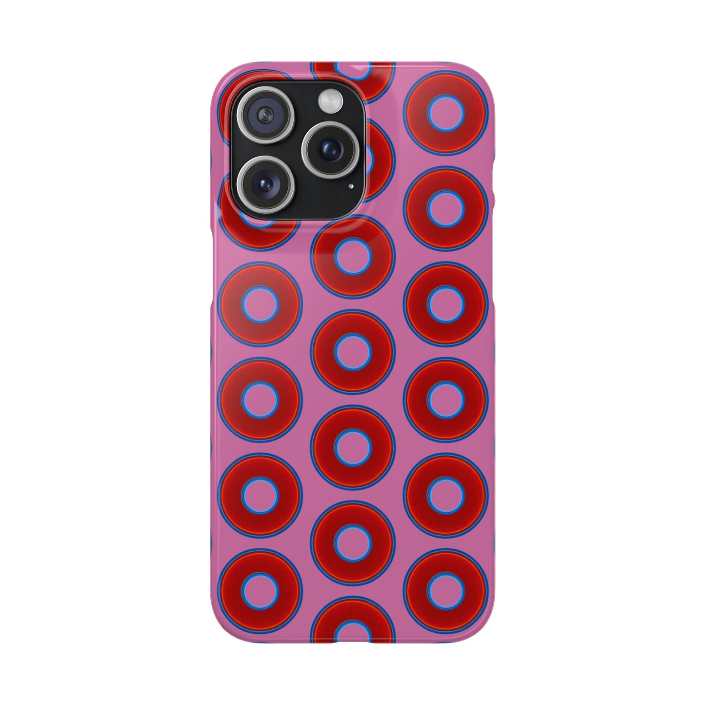 Lumpy Donut Snap Case - red vivid donut print w/light pink background