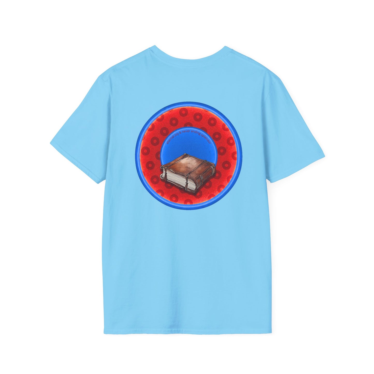 Classic Donut Tee - Unisex Soft-Style - "Read the F'ing Donut Book" - paradoxical widemouthed red/blue donut