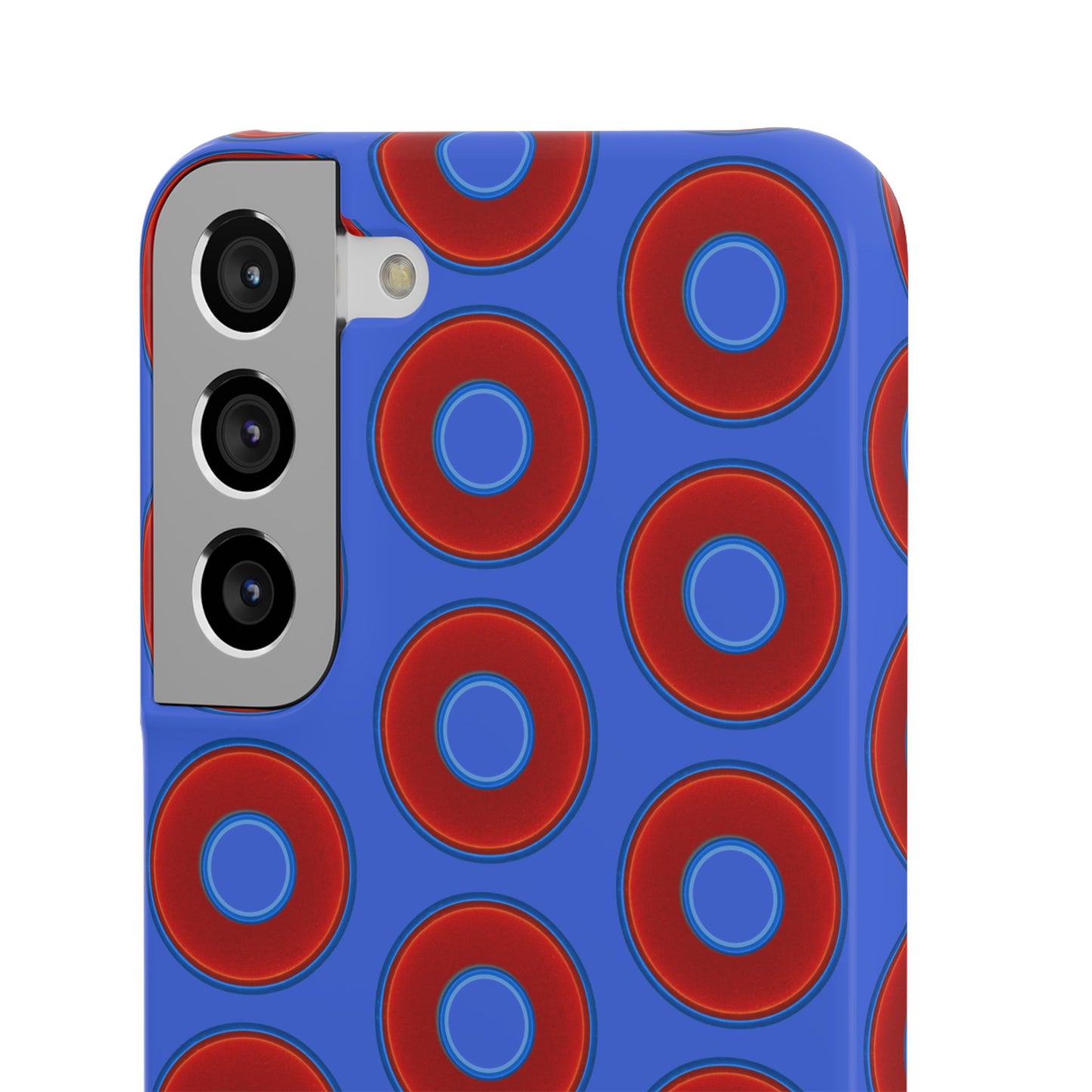 Lumpy Donut Snap Case - red vivid donut print w/royal blue background