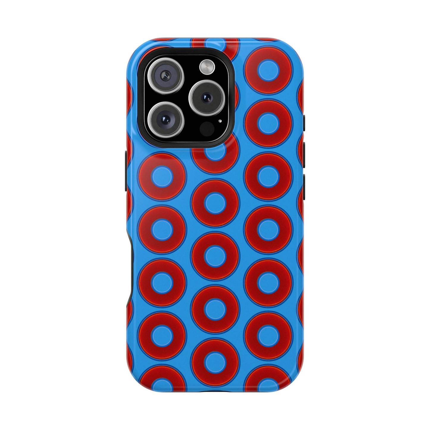 Magnetic Tough Donut Case - red vivid donut print w/sky royal blue background