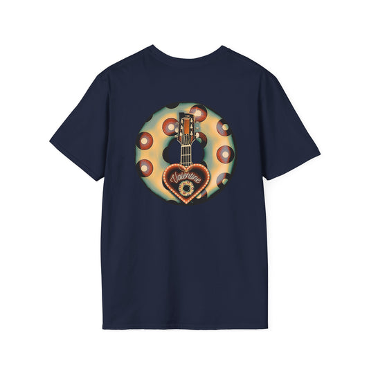 Classic Donut Tee - Unisex Soft-Style - "Would You Be My Donut?" - paradoxical faded blue/red donut - variant 4