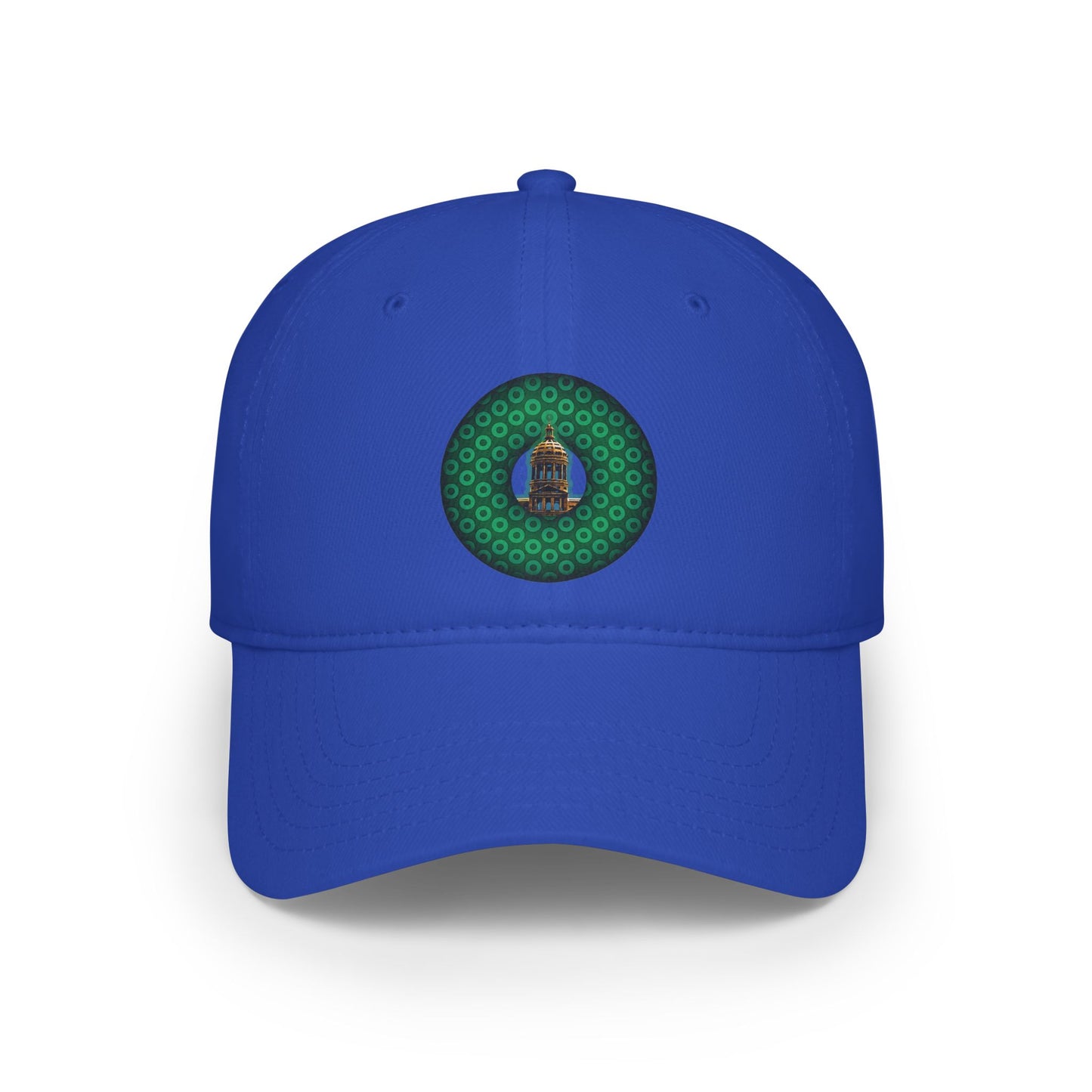 Lumpy Donut Baseball Cap - "Save Mondegreen City Hall" - variant 1 - green paradoxical donut w/