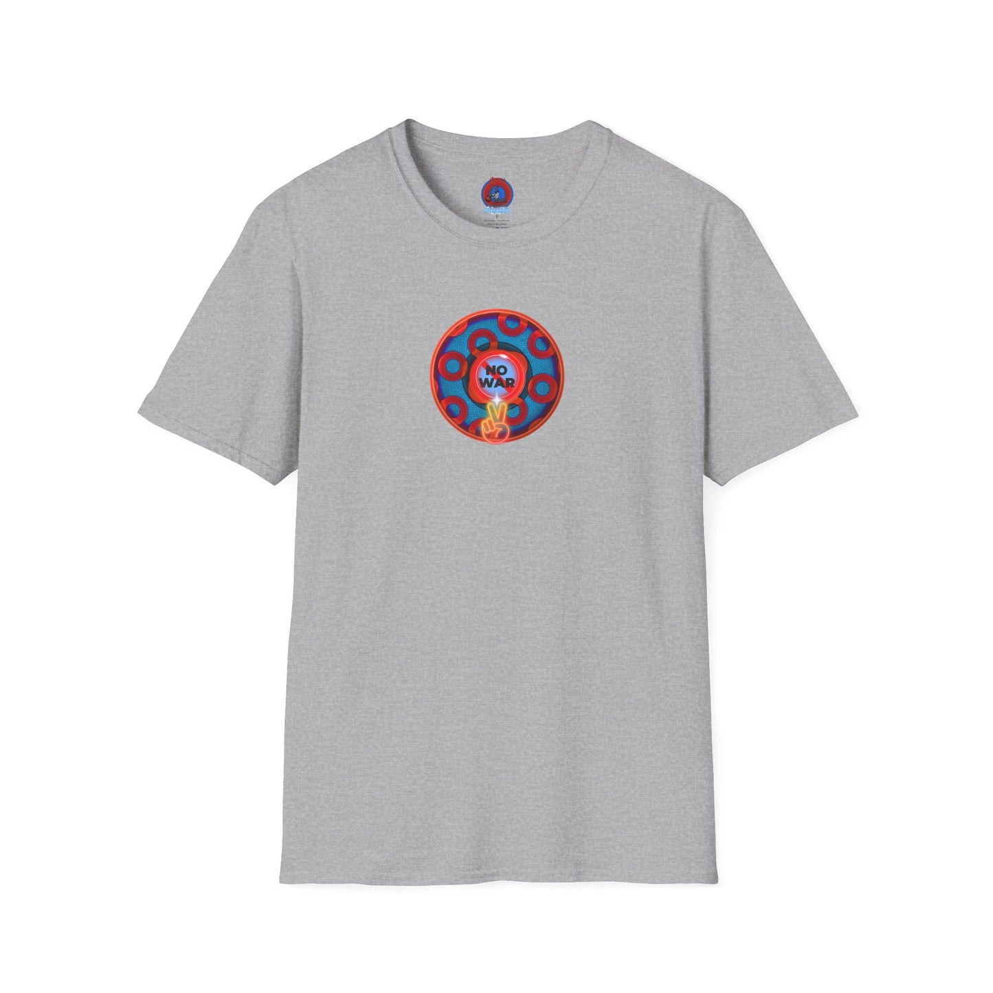 Classic Donut Tee - Unisex Soft-Style - "Peace of My Donut?" - blue/red rustic paradox donut
