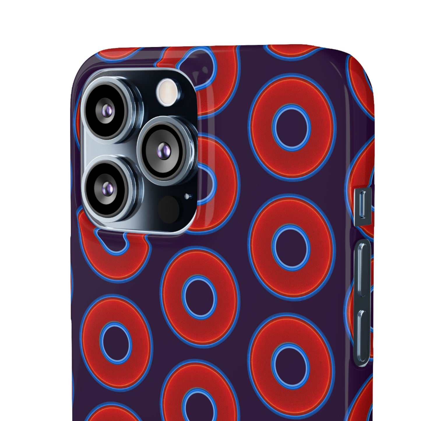 Lumpy Donut Snap Case - red vivid donut print w/midnight purple background