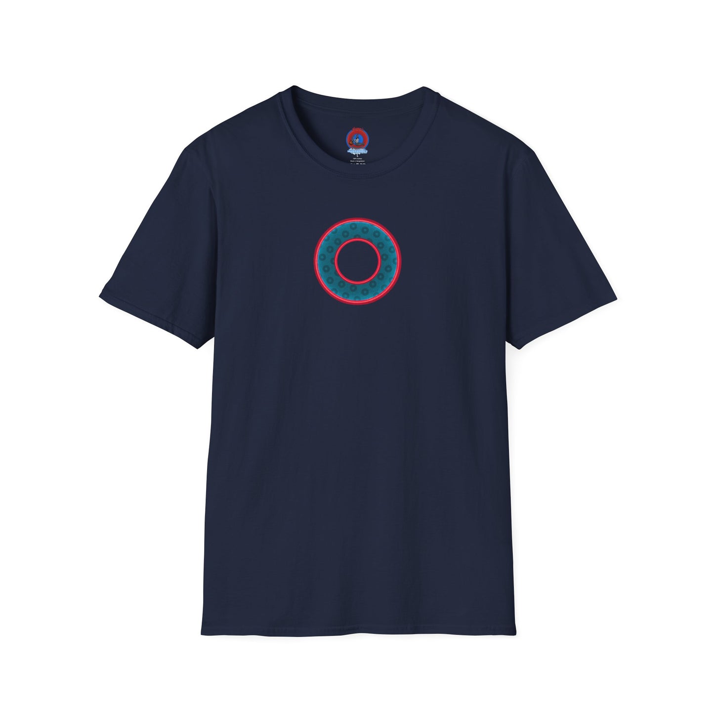 Plain Donuts/Unisex Soft-Style - "Plain Wide Mouthed Paradoxical Donuts" - dark aquamarine blue/red donuts