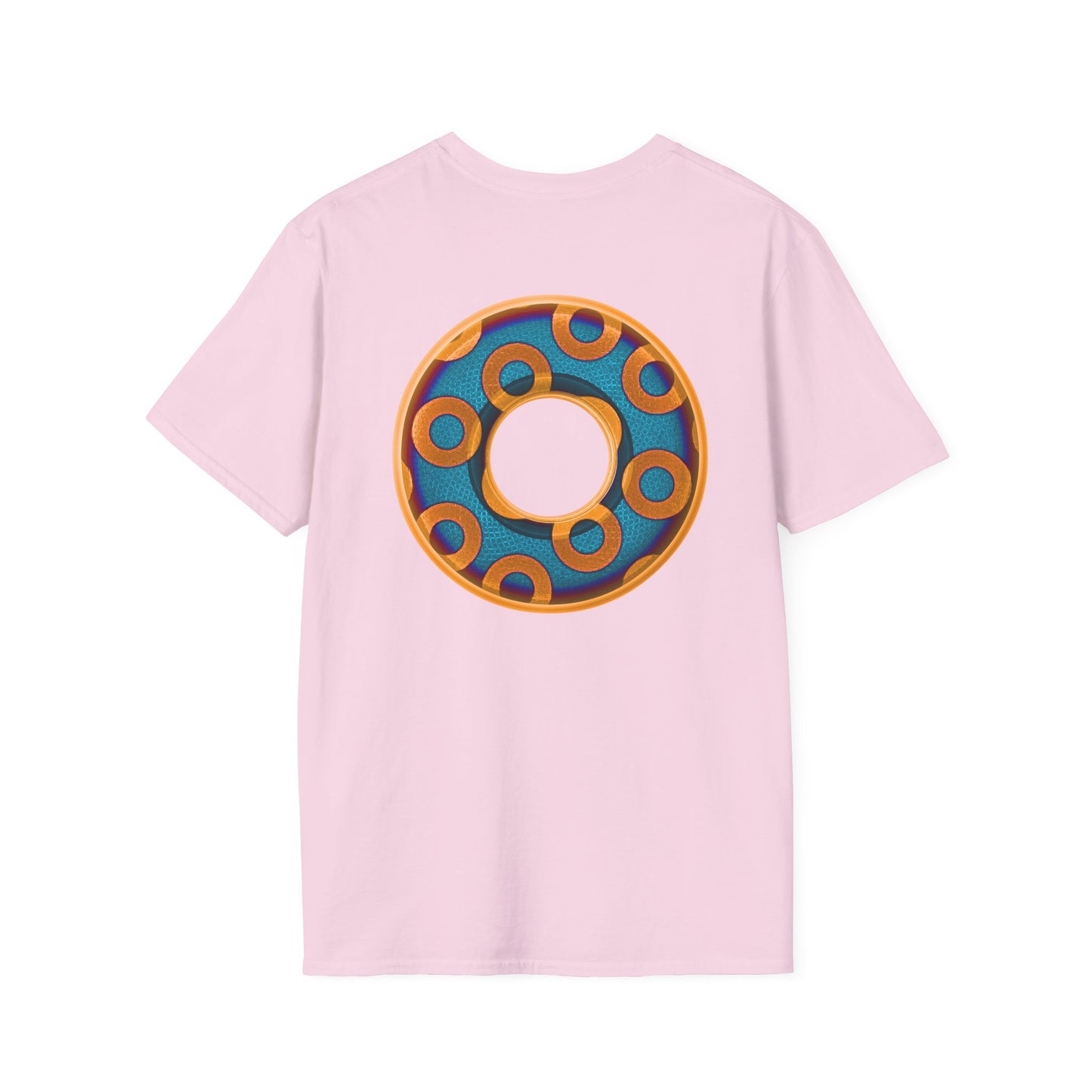 Plain Donuts/Unisex Soft-Style - "Plain Rustic Paradoxical Donuts" - light blue/orange donuts