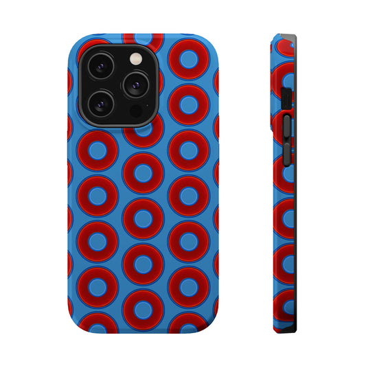 Copy of Magnetic Tough Donut Case - red vivid donut print w/light steel blue background
