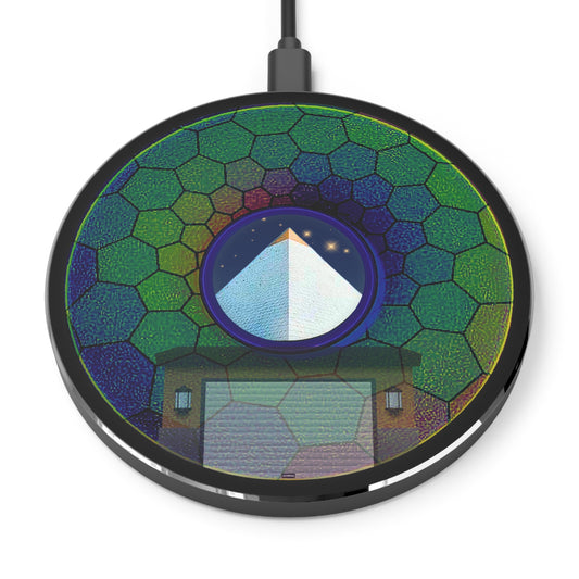 The Flow - Wireless Lumpy Donut Chargers - "Wireless Limestone Donut Chargers so Large" - green hexadonut w/black background - variant 2