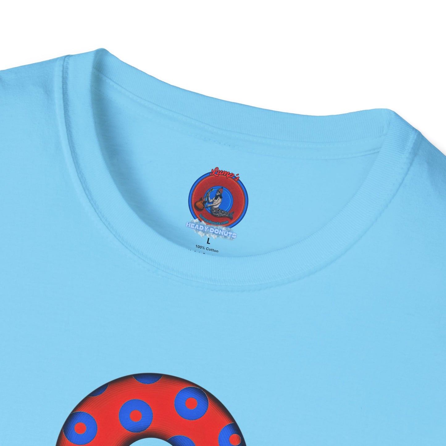 Plain Donuts/Unisex Soft-Style - "Plain Blimpy Paradoxical Donuts" - red/blue donuts