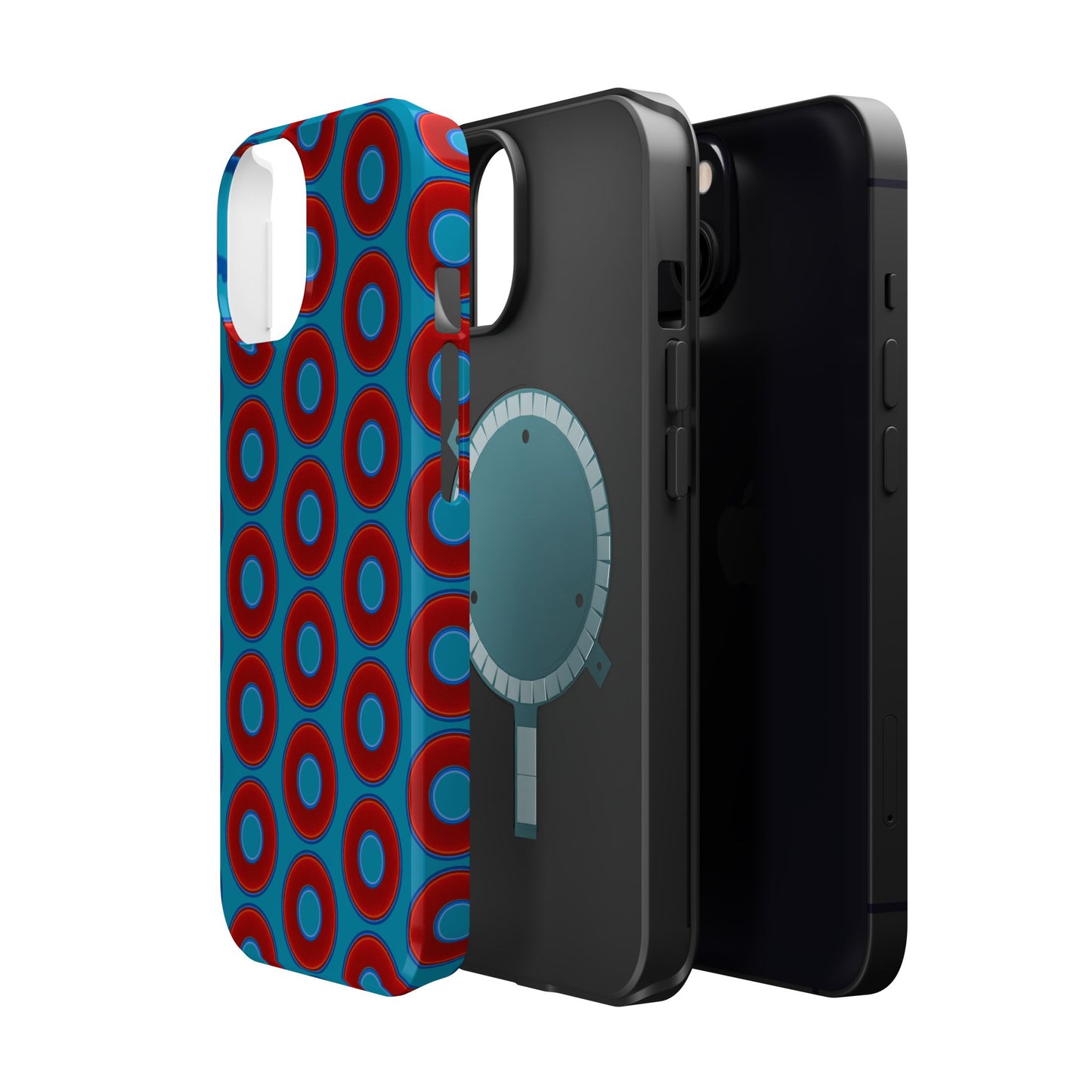 Magnetic Tough Donut Case - red vivid donut print w/aquamarine blue background