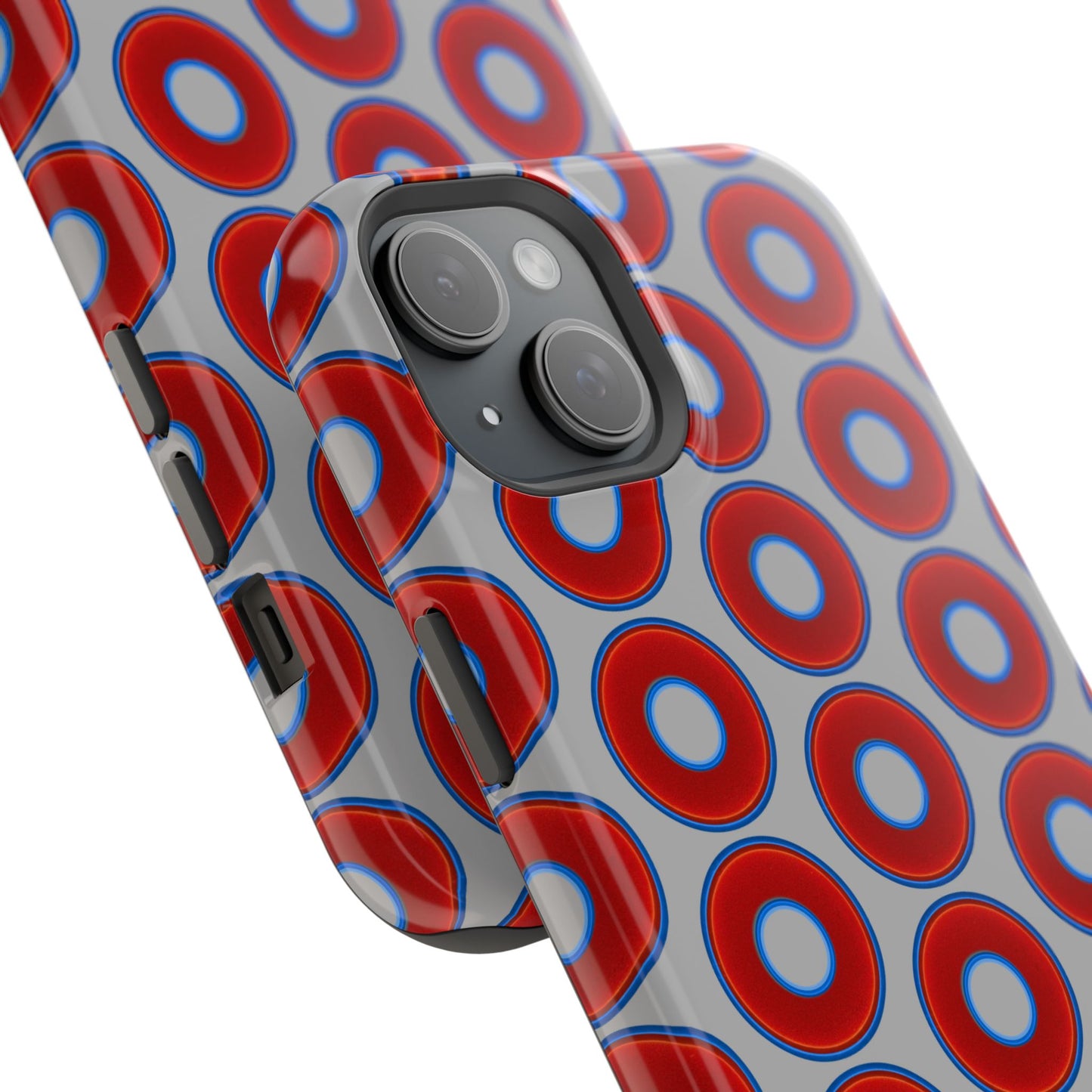 Magnetic Tough Donut Case - red vivid donut print w/light gray background