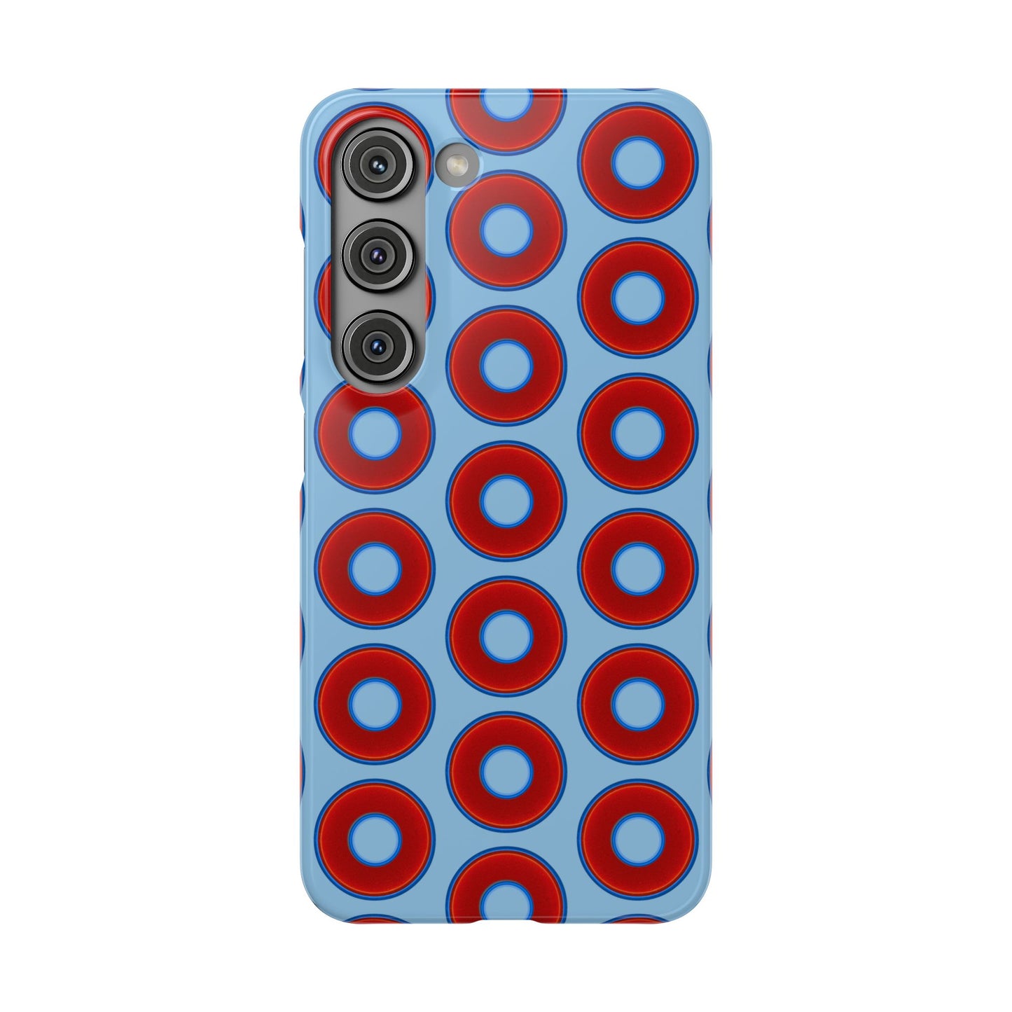 Lumpy Donut Snap Case - red vivid donut print w/sky blue background
