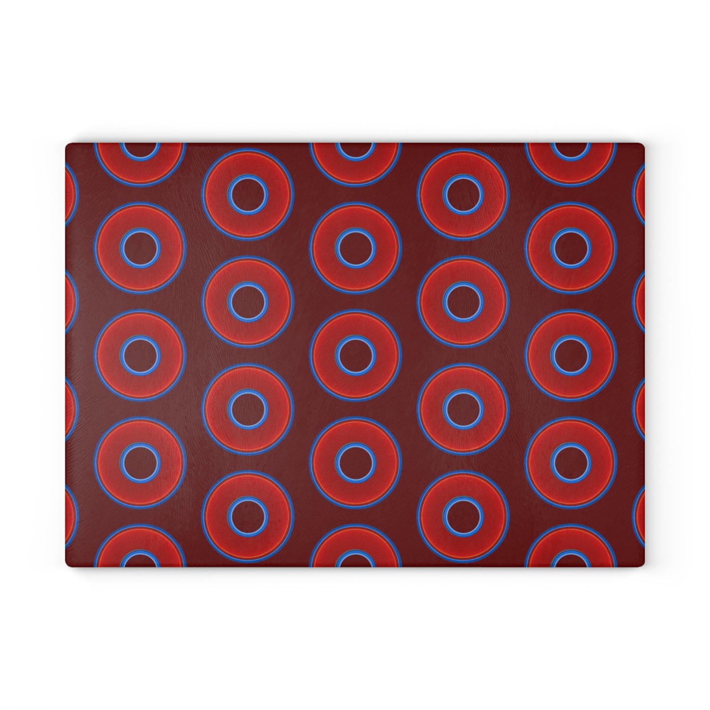 My Friend's Cutting Board - vivid red donuts w/dark red background