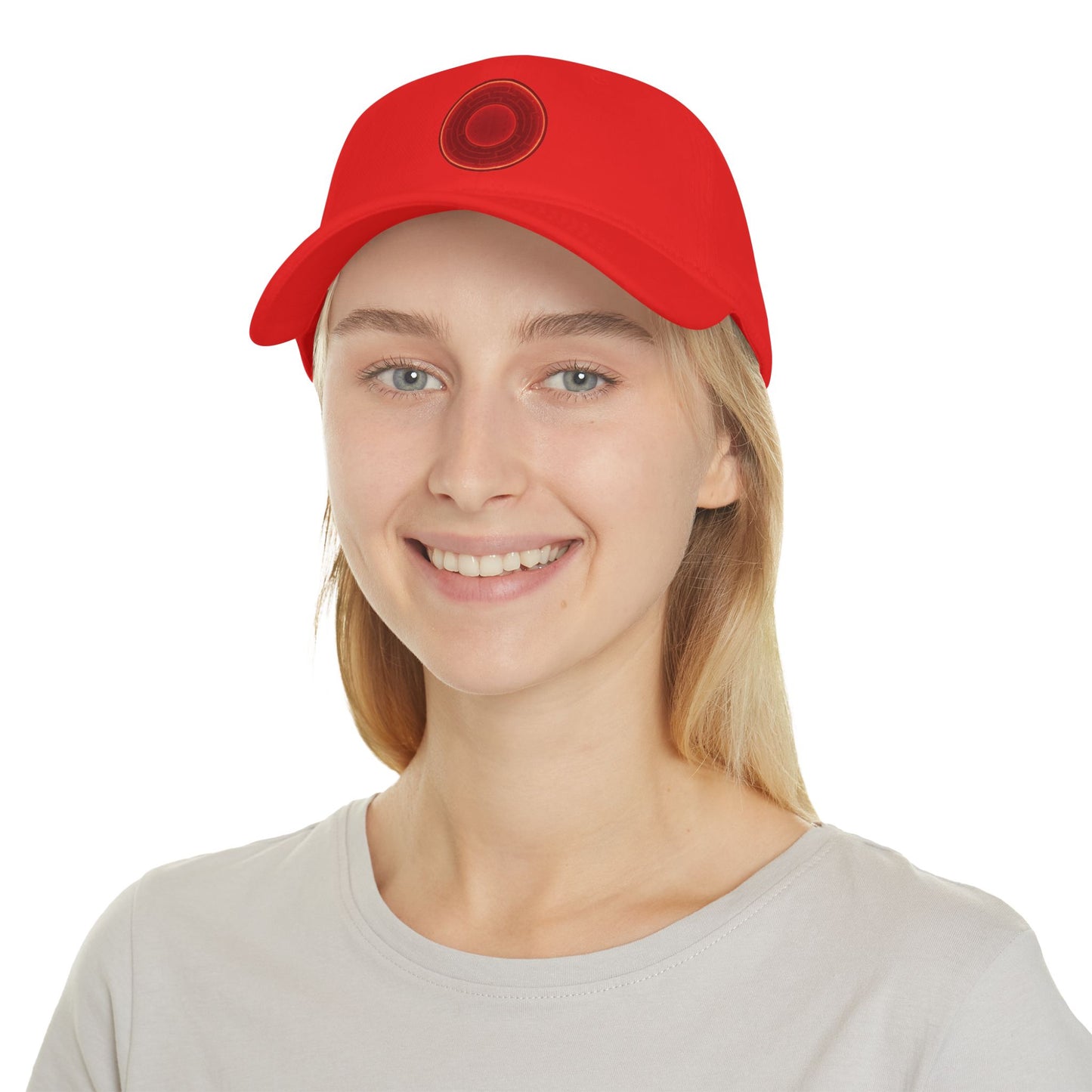 Lumpy Donut Baseball Cap - "The Amazing Donut Cap" - variant 2 - vivid red donut w/