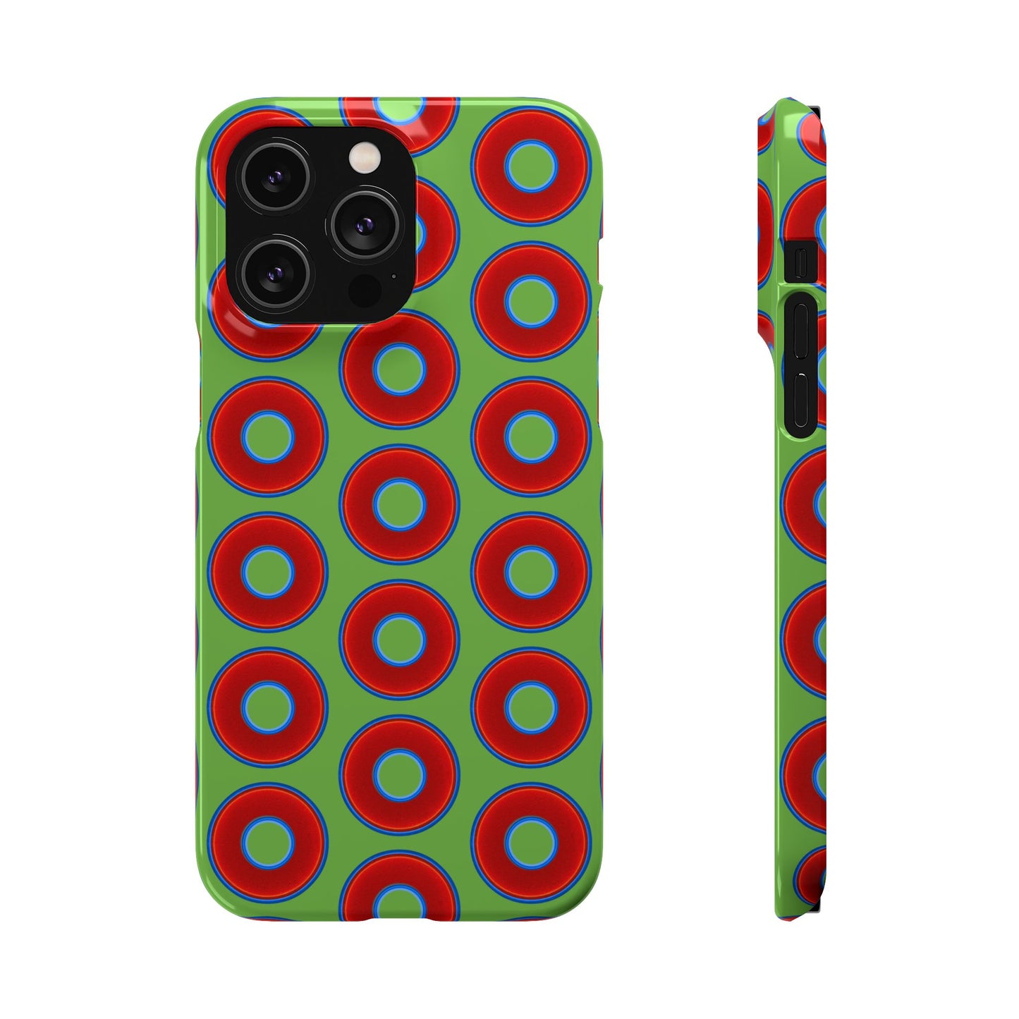 <Lumpy Donut Snap Case - red vivid donut print w/light green background