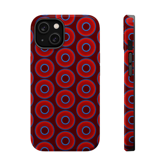 Magnetic Tough Donut Case - red vivid donut print w/dark red background