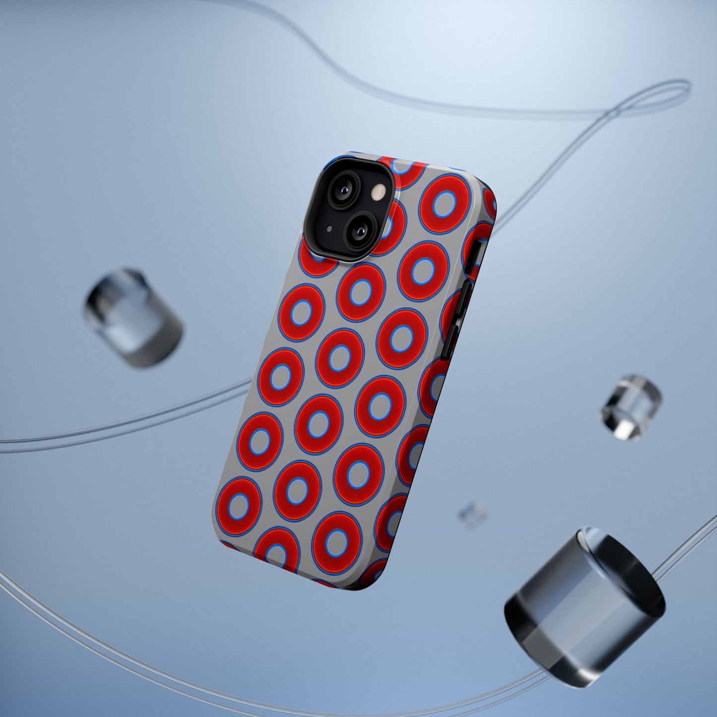 Impact-Resistant Lumpy Donut Case - red vivid donut print w/gray background